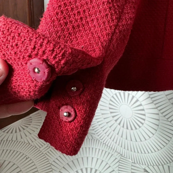 Jones New York‎ Collection Women’s Red Blazer Hidden Front Buttons Pockets 16 - Picture 7 of 8